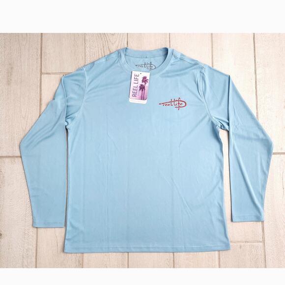 Reel Life MED Long Sleeve UV Sun Ray Defender Fishing Shirt MED American Flag - Picture 1 of 8
